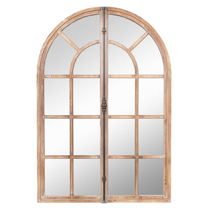 Arched Window Pane Farmhouse Wall Mounted Decorative Mirror-Nature, Natural Wall Mirrors   at Gallery Canada