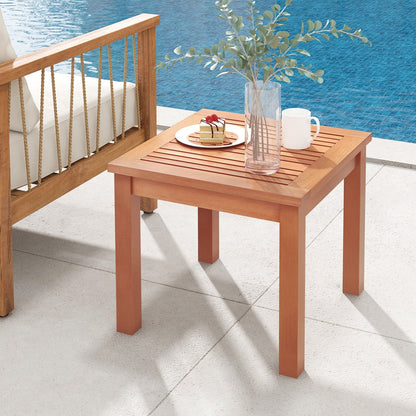 18 Inch Square End Outdoor Adirondack Side Table with Slatted Tabletop, Orange Patio Coffee Tables   at Gallery Canada