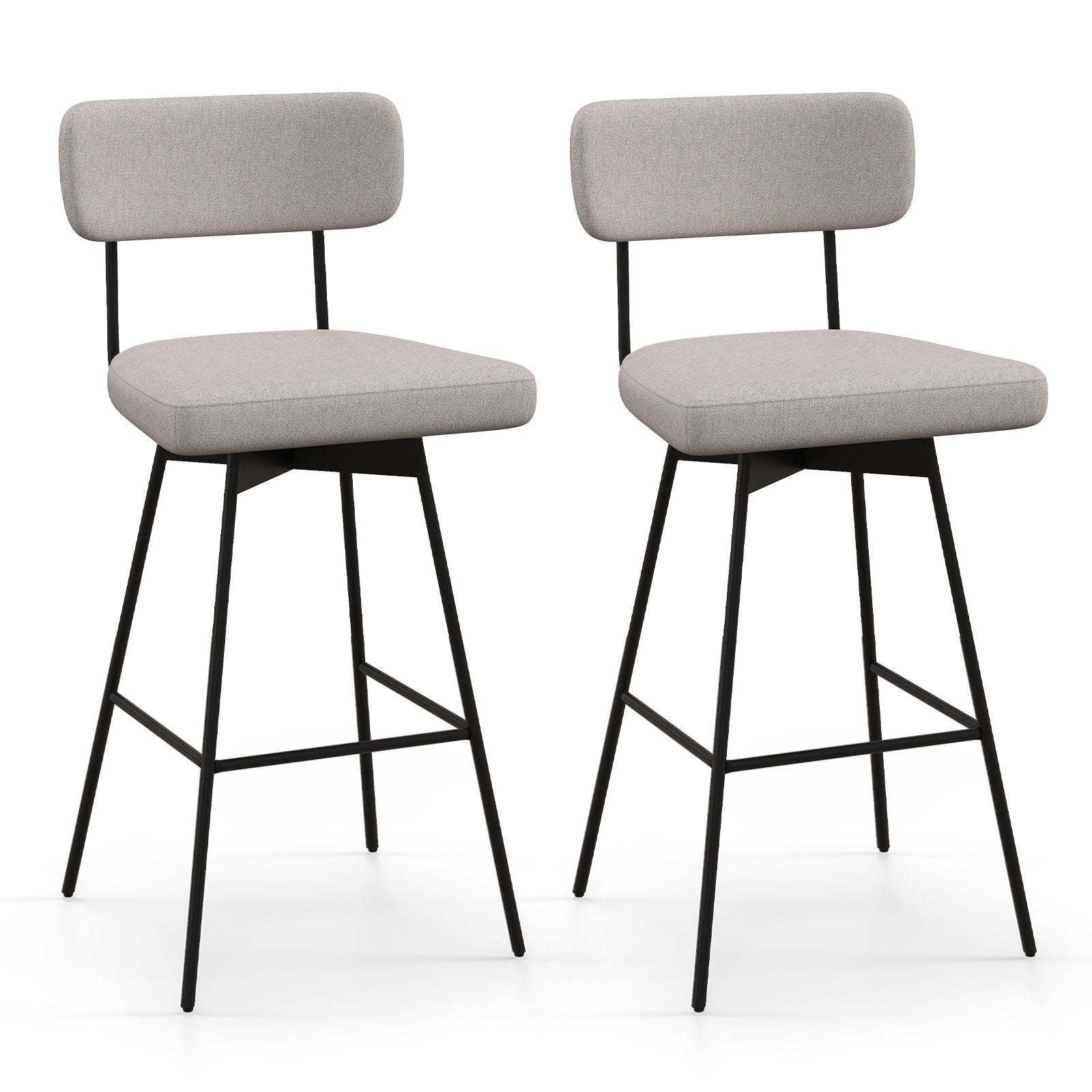 25 Inch Counter Height Upholstered Swivel Bar Stool Set of 2-beige, Beige Bar Stools Beige  at Gallery Canada