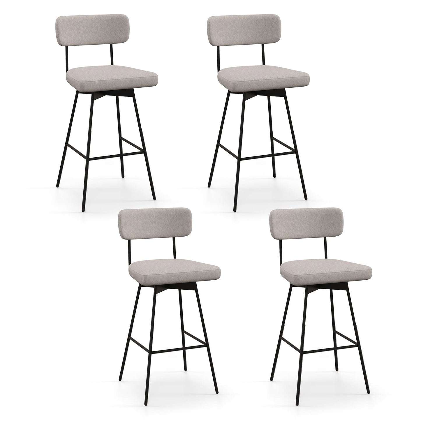 25 Inch Counter Height Upholstered Swivel Bar Stool Set of 2-beige, Beige Bar Stools   at Gallery Canada