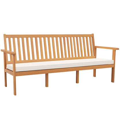 Outdoor 3-Seat Wood Bench with Seat Cushion and Slatted Seat, White Outdoor Benches White  at Gallery Canada