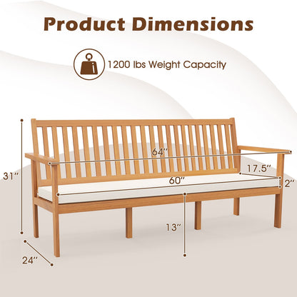 Outdoor 3-Seat Wood Bench with Seat Cushion and Slatted Seat, White Outdoor Benches   at Gallery Canada