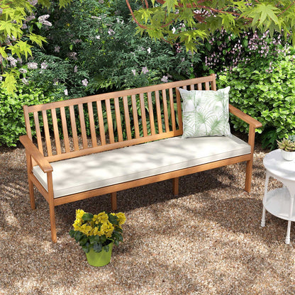 Outdoor 3-Seat Wood Bench with Seat Cushion and Slatted Seat, White Outdoor Benches   at Gallery Canada