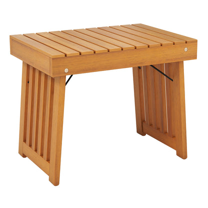 Patio Foldable Side Table with Slatted Tabletop for Backyard, Natural Patio Coffee Tables Natural  at Gallery Canada