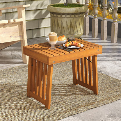 Patio Foldable Side Table with Slatted Tabletop for Backyard, Natural Patio Coffee Tables   at Gallery Canada