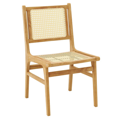 Rattan Dining Chair with Natural Cane Woven Backrest and Teak Wood Frame, Natural Dining Chairs Natural  at Gallery Canada