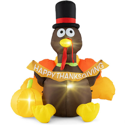 5 FT Inflatable Turkey with Pumpkin and LED Lights for Indoor Party, Multicolor Thanksgiving Multicolor  at Gallery Canada