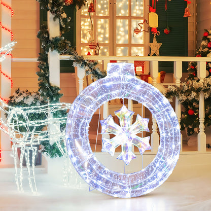 33 Inch Lighted Snowflake Wreath with Hanging Ring and Support Bracket Christmas   at Gallery Canada