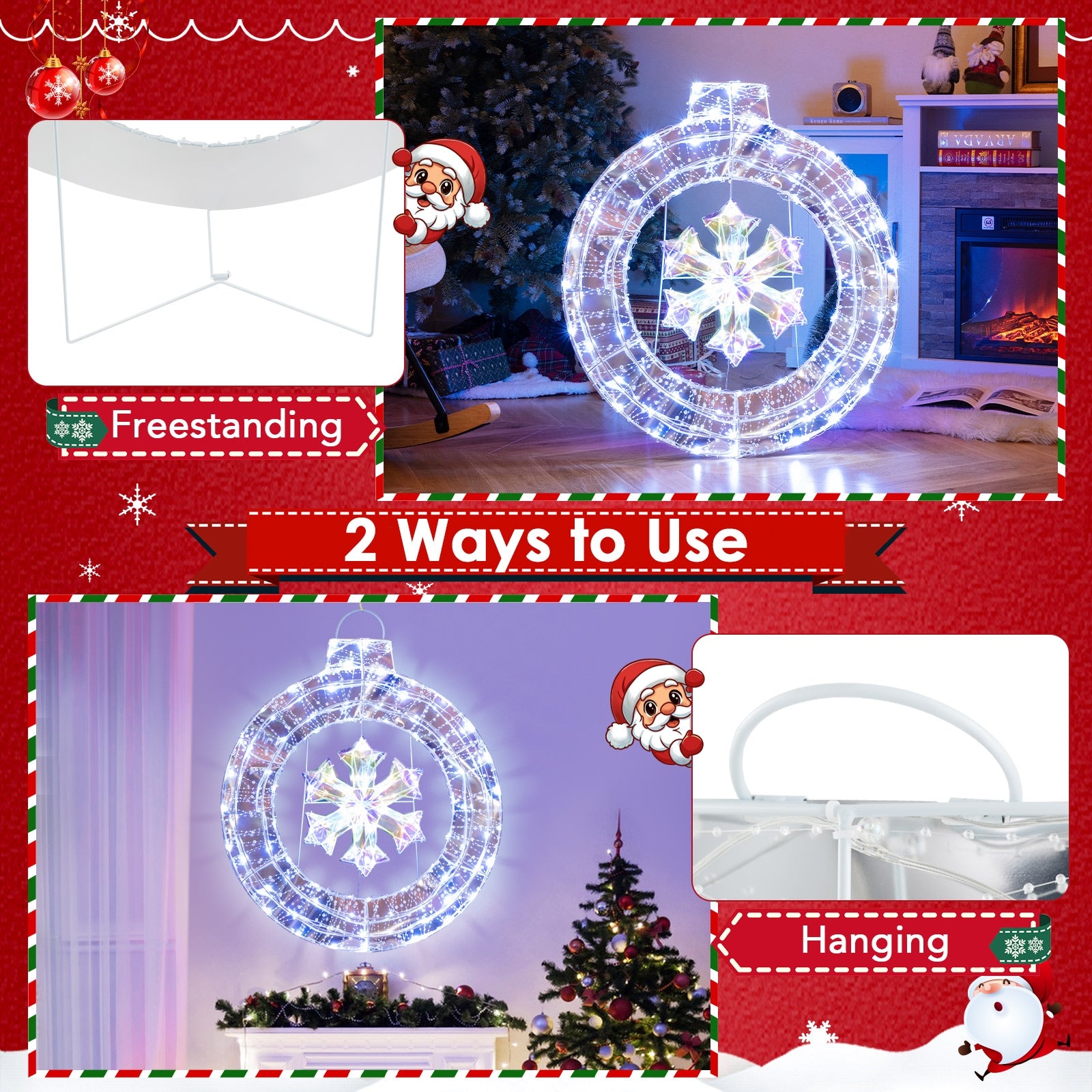 33 Inch Lighted Snowflake Wreath with Hanging Ring and Support Bracket Christmas   at Gallery Canada