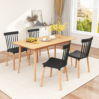 Set of 4 Windsor Dining Chairs with Spindle Backs and Curved Seats, Black Dining Chairs   at Gallery Canada