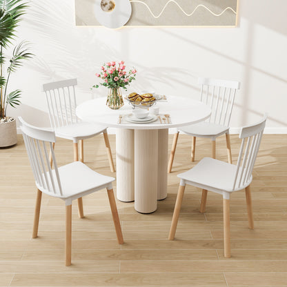 Set of 4 Windsor Dining Chairs with Spindle Backs and Curved Seats, White Dining Chairs   at Gallery Canada