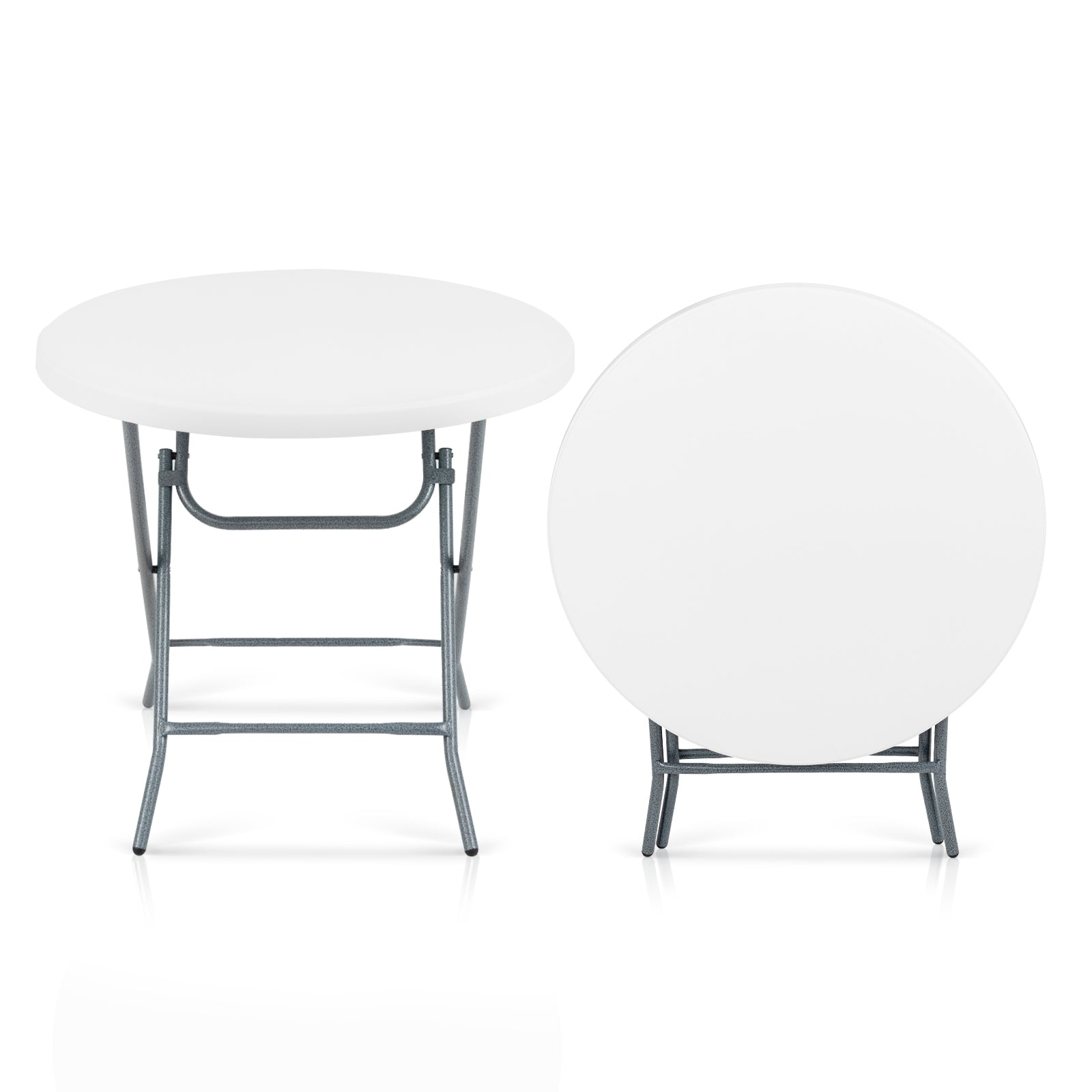 32 Inch Round Folding Table with Thick Tabletop for Picnic, White Picnic Tables White  at Gallery Canada