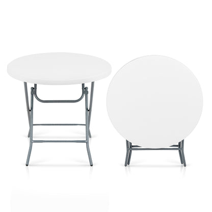 32 Inch Round Folding Table with Thick Tabletop for Picnic, White Picnic Tables White  at Gallery Canada