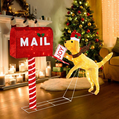 3.5 ft Christmas Mail Box with Dog and 120 Warm White LED Lights, Red Christmas   at Gallery Canada