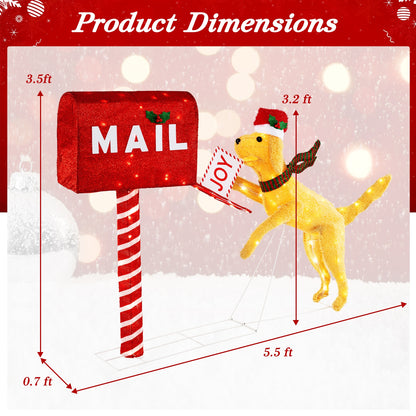 3.5 ft Christmas Mail Box with Dog and 120 Warm White LED Lights, Red Christmas   at Gallery Canada