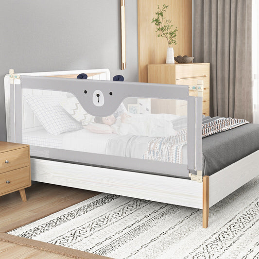 Vertical Lifting Baby Bedrail Guard with Double Safety Child Lock, Gray Bed Rails Gray  at Gallery Canada