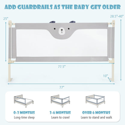 Vertical Lifting Baby Bedrail Guard with Double Safety Child Lock, Gray Bed Rails   at Gallery Canada