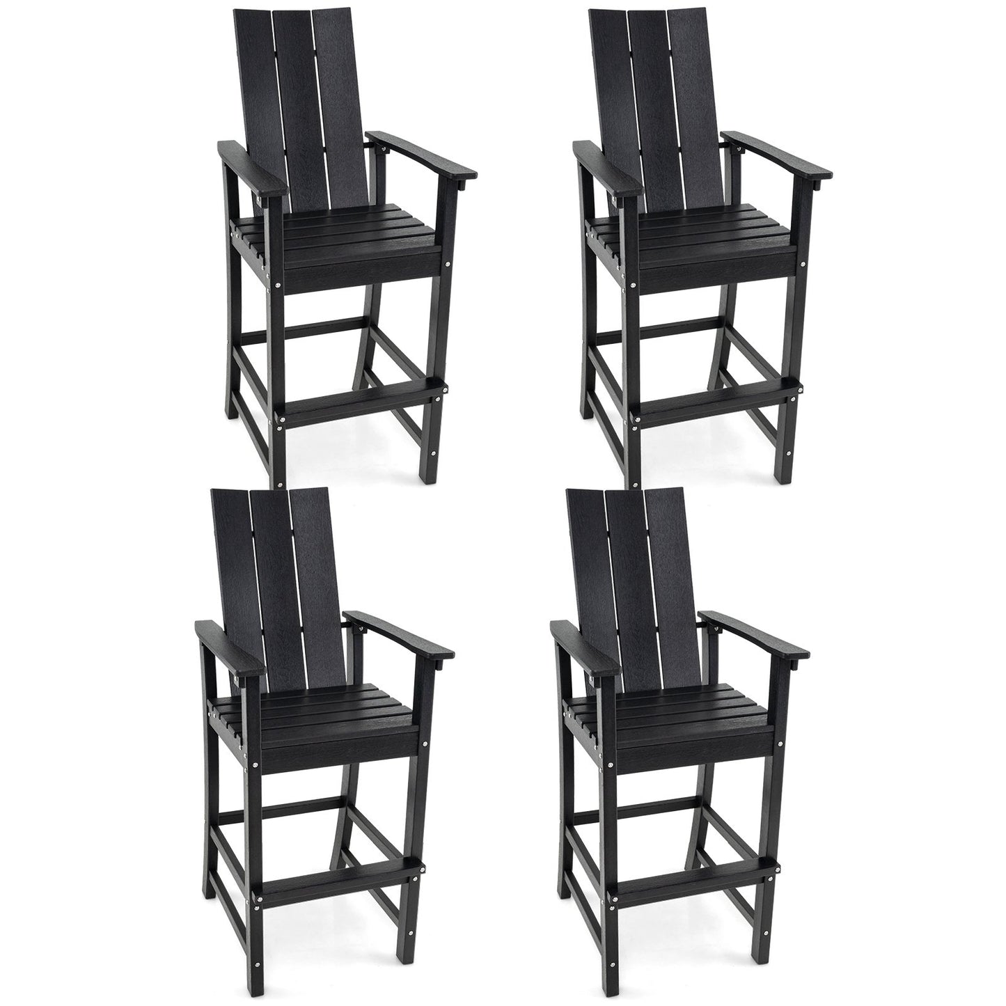 Tall Adirondack Chair Outdoor Bar Stool with Ergonomic Backrest for Backyard, Black Adirondack Chairs   at Gallery Canada