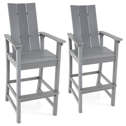 Tall Adirondack Chair Outdoor Bar Stool with Ergonomic Backrest for Backyard, Gray Adirondack Chairs Gray  at Gallery Canada