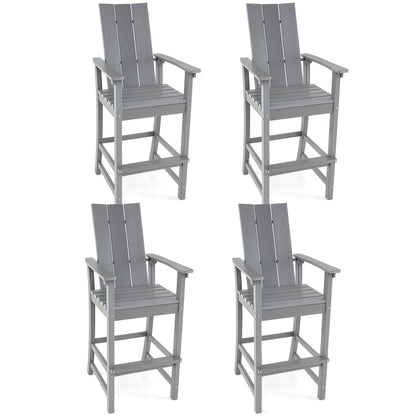 Tall Adirondack Chair Outdoor Bar Stool with Ergonomic Backrest for Backyard, Gray Adirondack Chairs   at Gallery Canada