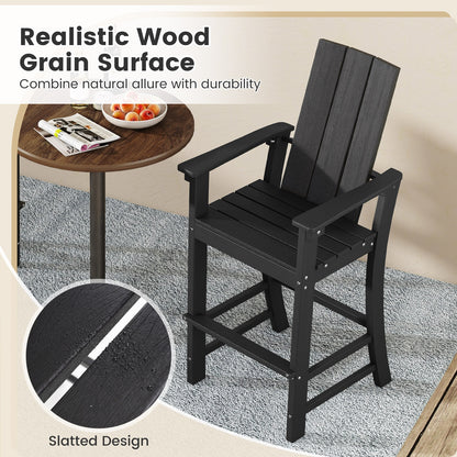 Tall Adirondack Chair Outdoor Bar Stool with Ergonomic Backrest for Backyard, Black Adirondack Chairs   at Gallery Canada