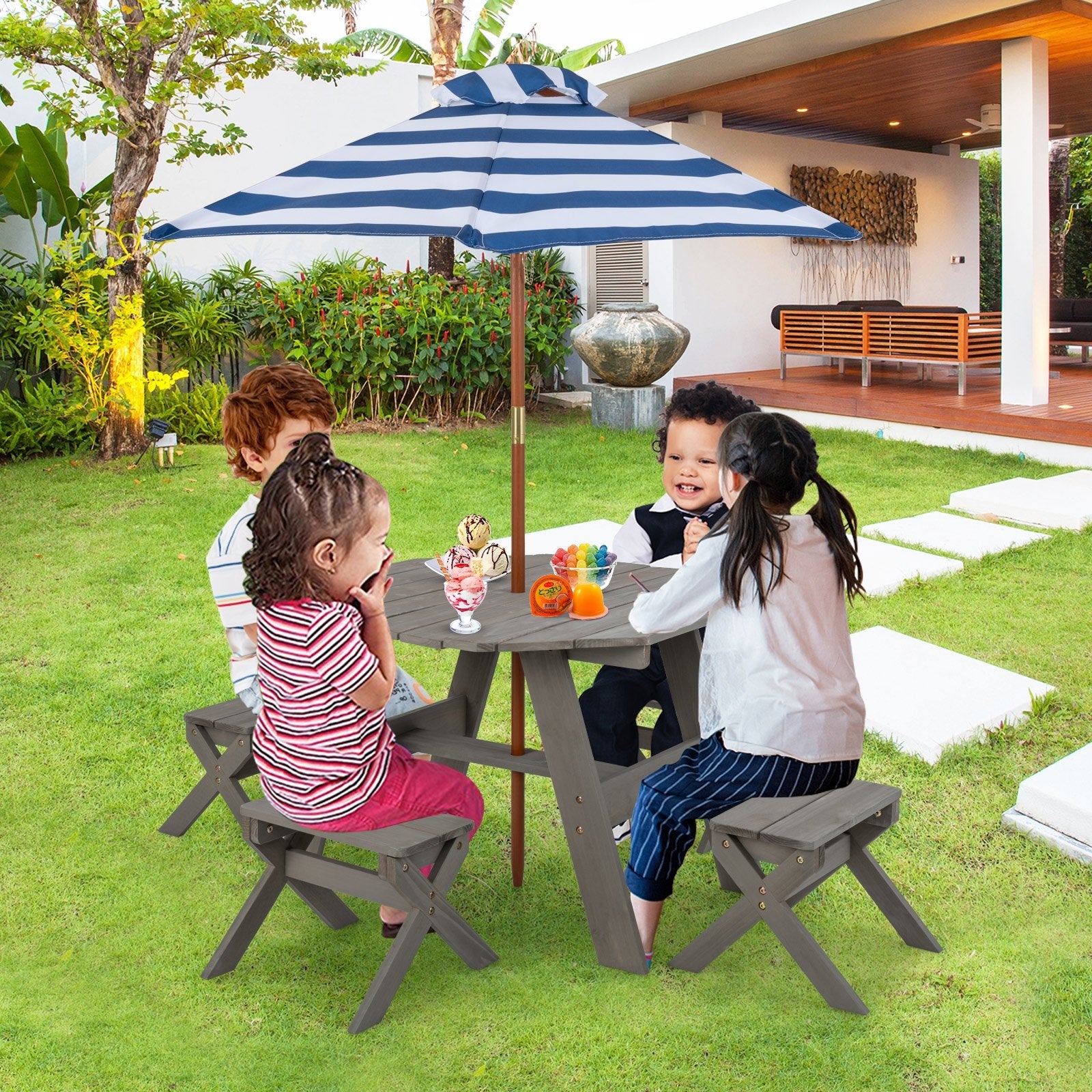 Kids Wooden Table Set for Children Aged 3+ Years, Gray Kids Table & Chair Sets   at Gallery Canada