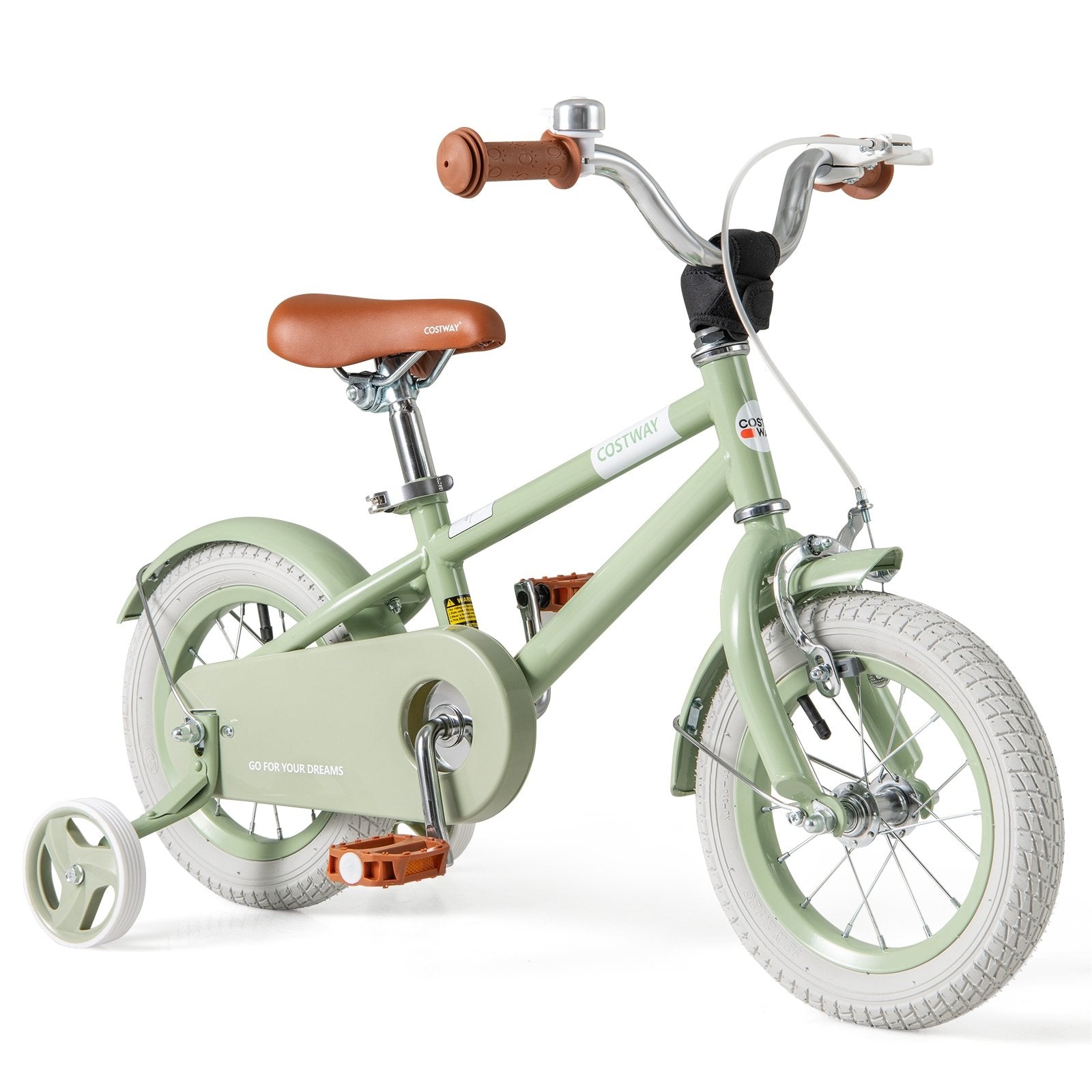 Kid's Bike with Adjustable Handlebar and Saddle Green-12 Inches, Green Kids Bike 12