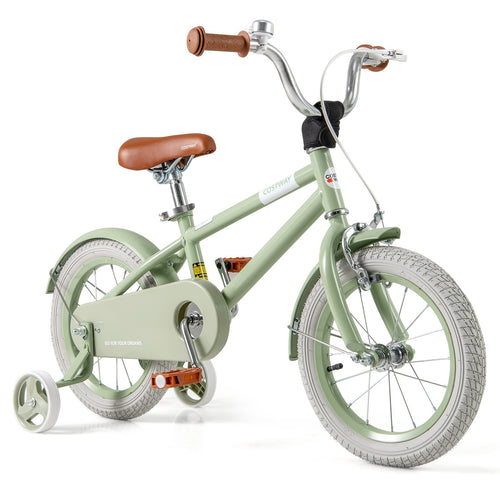 Kid's Bike with Adjustable Handlebar and Saddle Green-14 Inches, Green