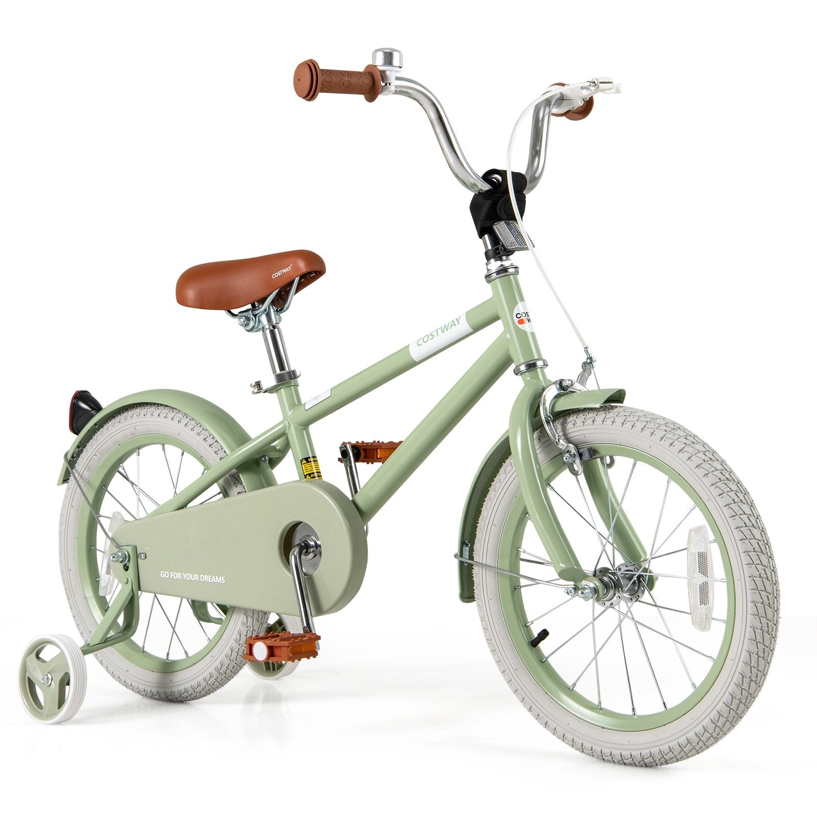 Kid's Bike with Adjustable Handlebar and Saddle Green-16 Inches, Green Kids Bike 16 Inches - Green  at Gallery Canada