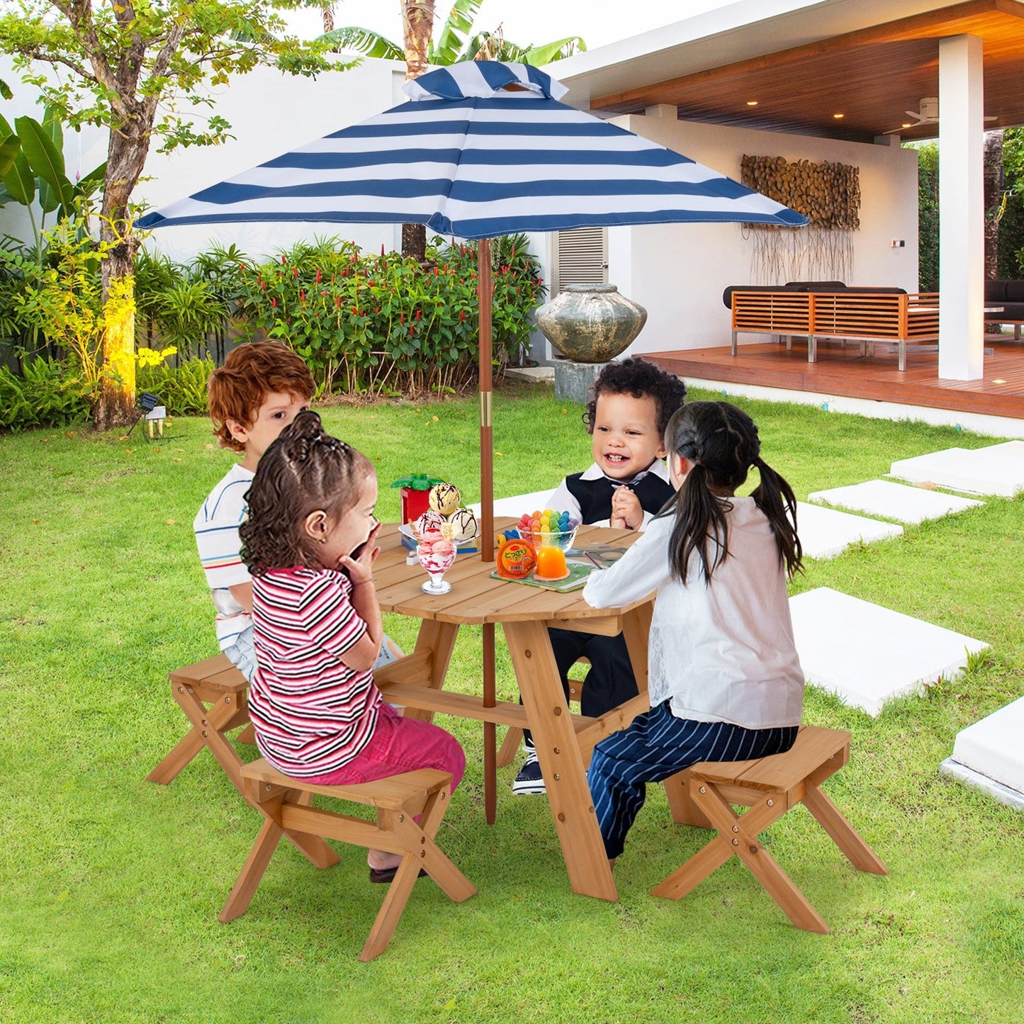 Kids Wooden Table Set for Children Aged 3+ Years, Natural Kids Table & Chair Sets   at Gallery Canada