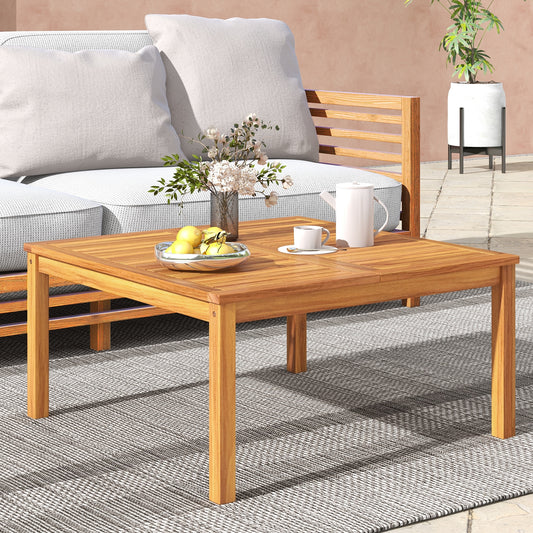 35.5 Inches Patio Solid Acacia Wood Coffee Table Side Table, Natural Patio Coffee Tables Natural  at Gallery Canada