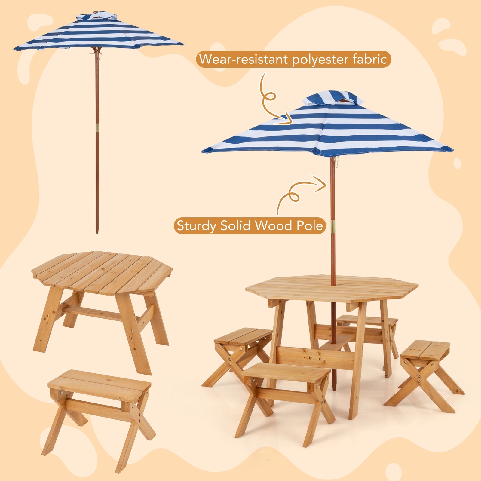 Kids Wooden Table Set for Children Aged 3+ Years, Natural Kids Table & Chair Sets   at Gallery Canada