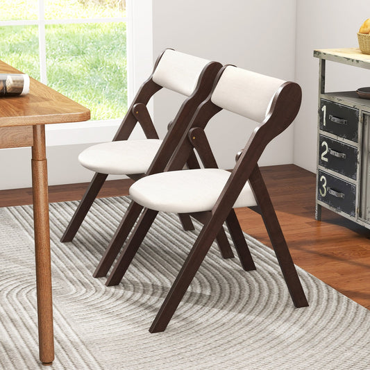 Set of 2 Folding Chairs with Comfy Padded Backrest and Seat, Brown Dining Chairs Brown  at Gallery Canada