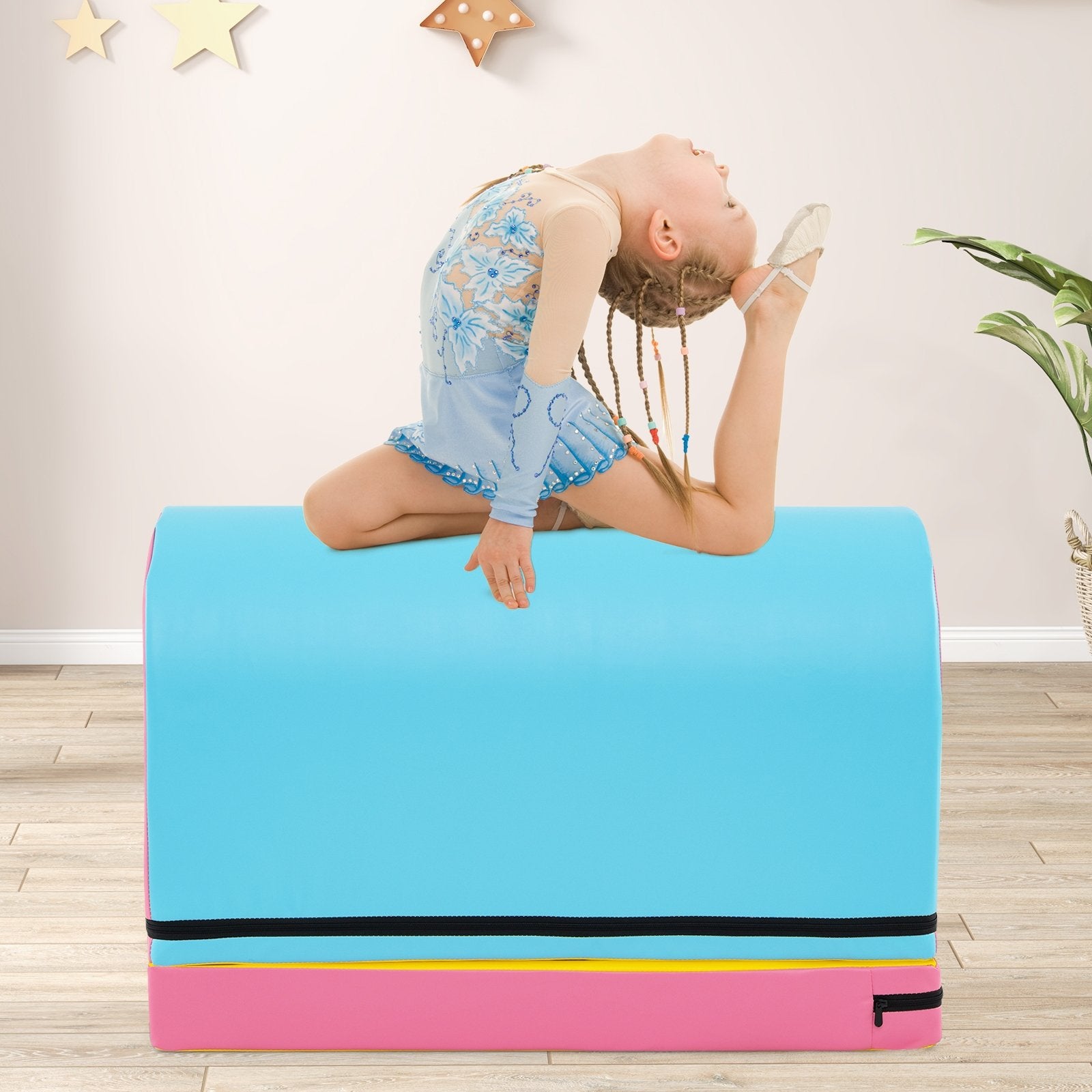 Gymnastics Vaulting Box with Detachable Mat Carrying Handle for Kids, Blue Yoga & Gym Mats   at Gallery Canada