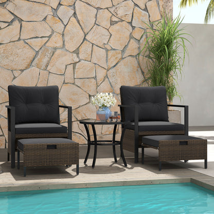 4 Piece Outdoor Furniture Set with Glass Topped Coffee Table, Black Patio Conversation Sets   at Gallery Canada