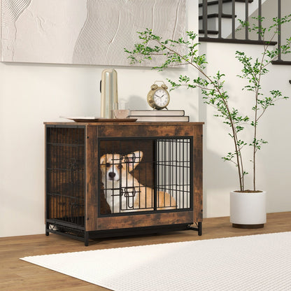 Dog Crate Furniture with Double Lockable Doors and Removable Pull-out Tray-S Dog Kennels   at Gallery Canada