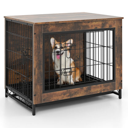 Dog Crate Furniture with Double Lockable Doors and Removable Pull-out Tray-S Dog Kennels Small  at Gallery Canada