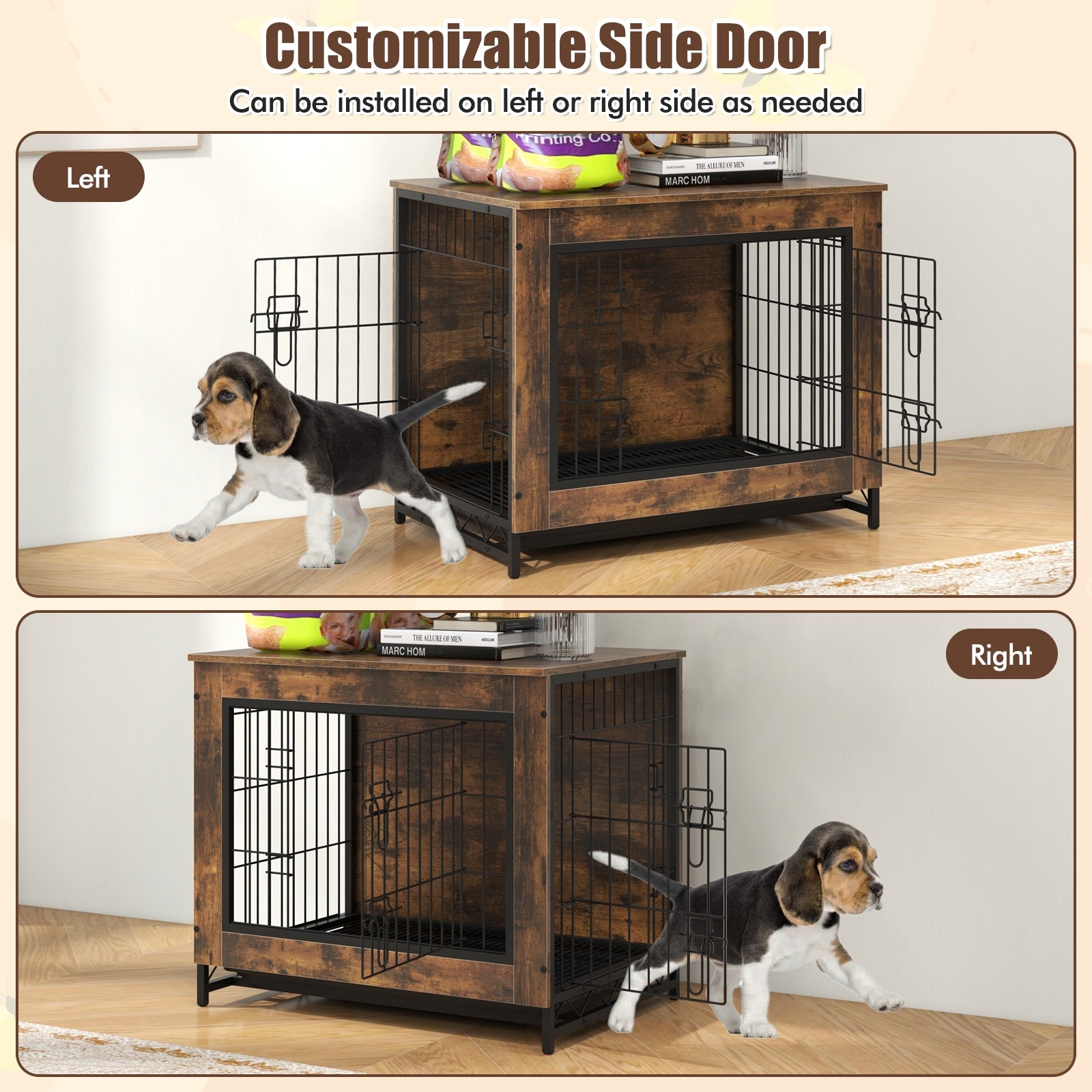 Dog Crate Furniture with Double Lockable Doors and Removable Pull-out Tray-S Dog Kennels   at Gallery Canada