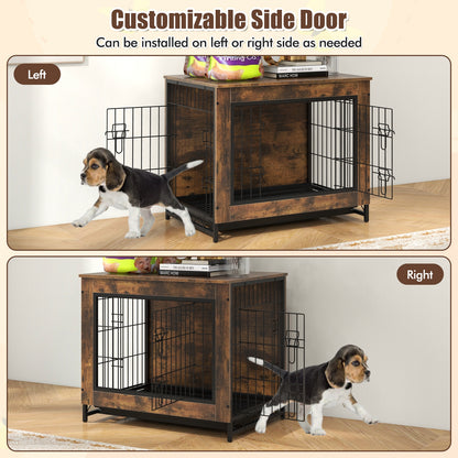 Dog Crate Furniture with Double Lockable Doors and Removable Pull-out Tray-S Dog Kennels   at Gallery Canada