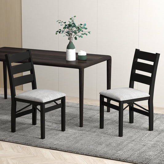 Modern Upholstered Folding Chairs Set of 2 with Comfy Backrest, Black Dining Chairs Black  at Gallery Canada