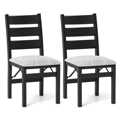 Modern Upholstered Folding Chairs Set of 2 with Comfy Backrest, Black Dining Chairs   at Gallery Canada