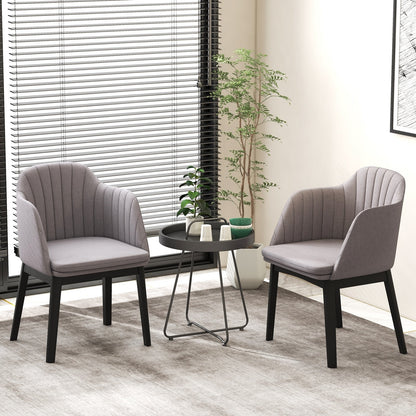 Upholstered Velvet Accent Modern Dining Chairs Set of 2 with Curved Backrests-Grey, Gray Dining Chairs   at Gallery Canada