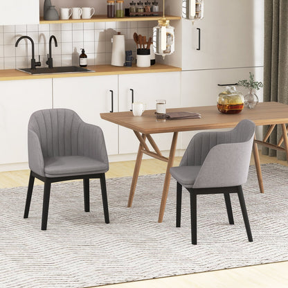 Upholstered Velvet Accent Modern Dining Chairs Set of 2 with Curved Backrests-Grey, Gray Dining Chairs   at Gallery Canada