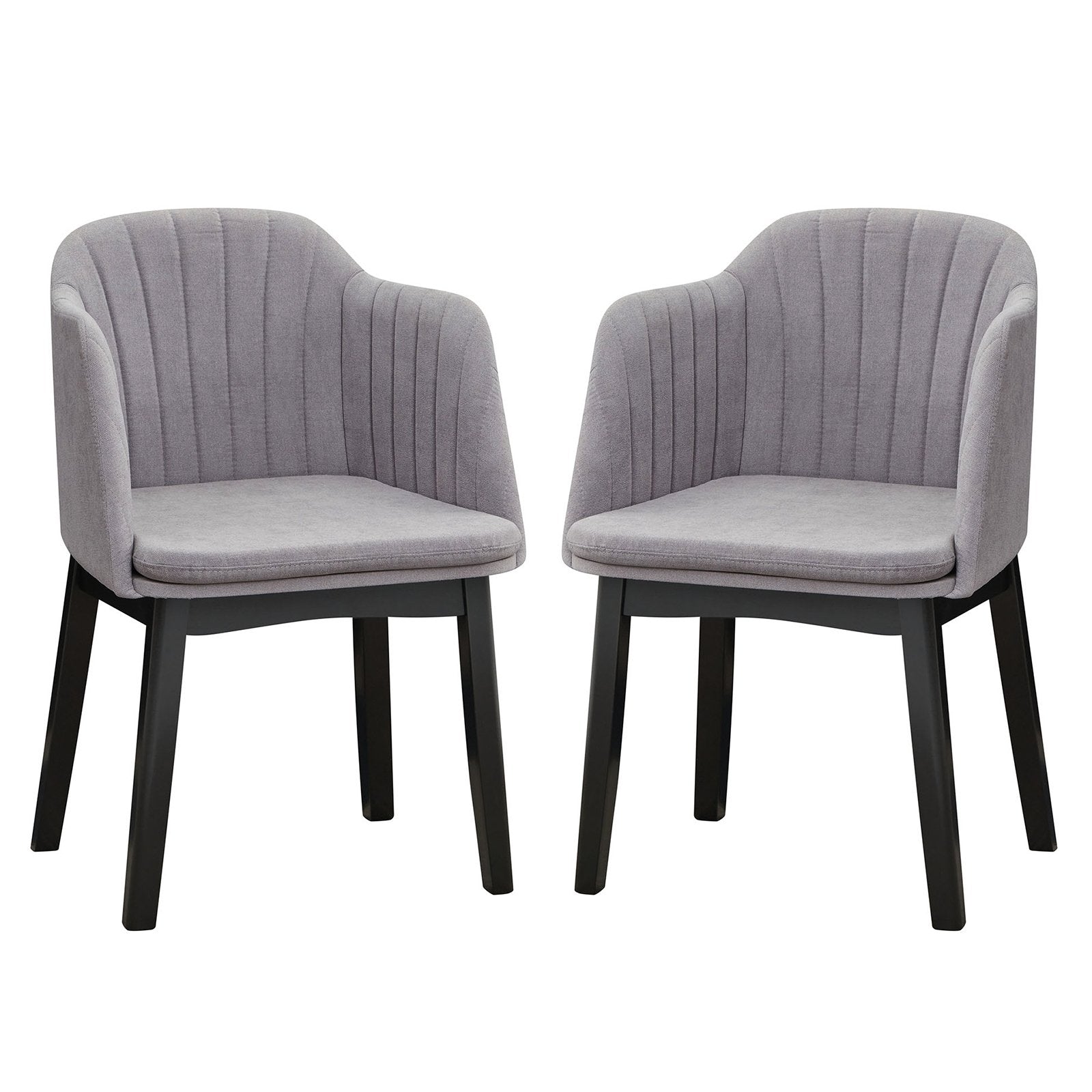 Upholstered Velvet Accent Modern Dining Chairs Set of 2 with Curved Backrests-Grey, Gray Dining Chairs Gray  at Gallery Canada