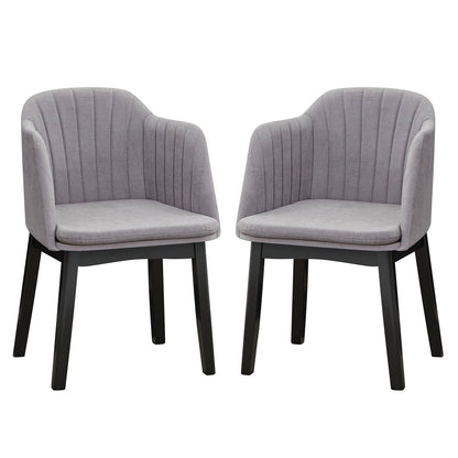 Upholstered Velvet Accent Modern Dining Chairs Set of 2 with Curved Backrests-Grey, Gray Dining Chairs Gray  at Gallery Canada