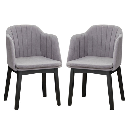 Upholstered Velvet Accent Modern Dining Chairs Set of 2 with Curved Backrests-Grey, Gray Dining Chairs Gray  at Gallery Canada