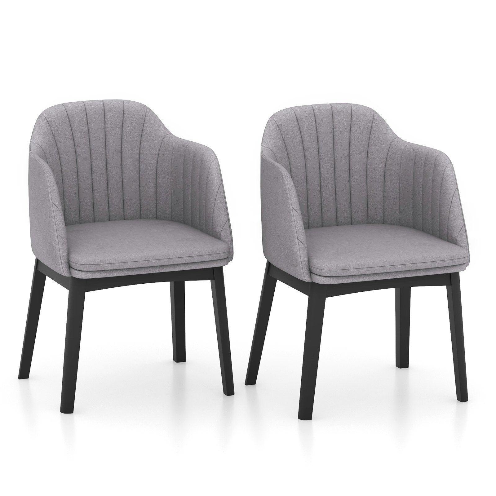 Upholstered Velvet Accent Modern Dining Chairs Set of 2 with Curved Backrests-Grey, Gray Dining Chairs   at Gallery Canada