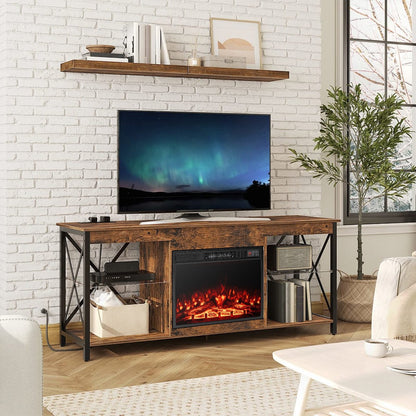 23 Inch Electric Fireplace Insert Fireplace Heater with Adjustable Flame Color, Black Fireplaces   at Gallery Canada