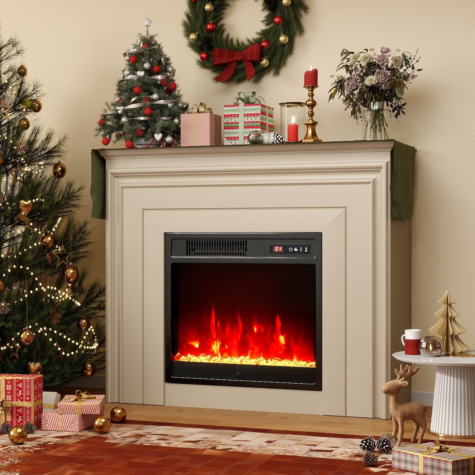 18 Inch Electric Fireplace Insert Fireplace Heater with Overheat Protection, Black Fireplaces   at Gallery Canada