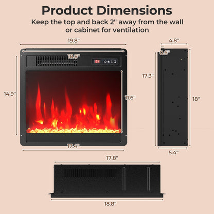 18 Inch Electric Fireplace Insert Fireplace Heater with Overheat Protection, Black Fireplaces   at Gallery Canada